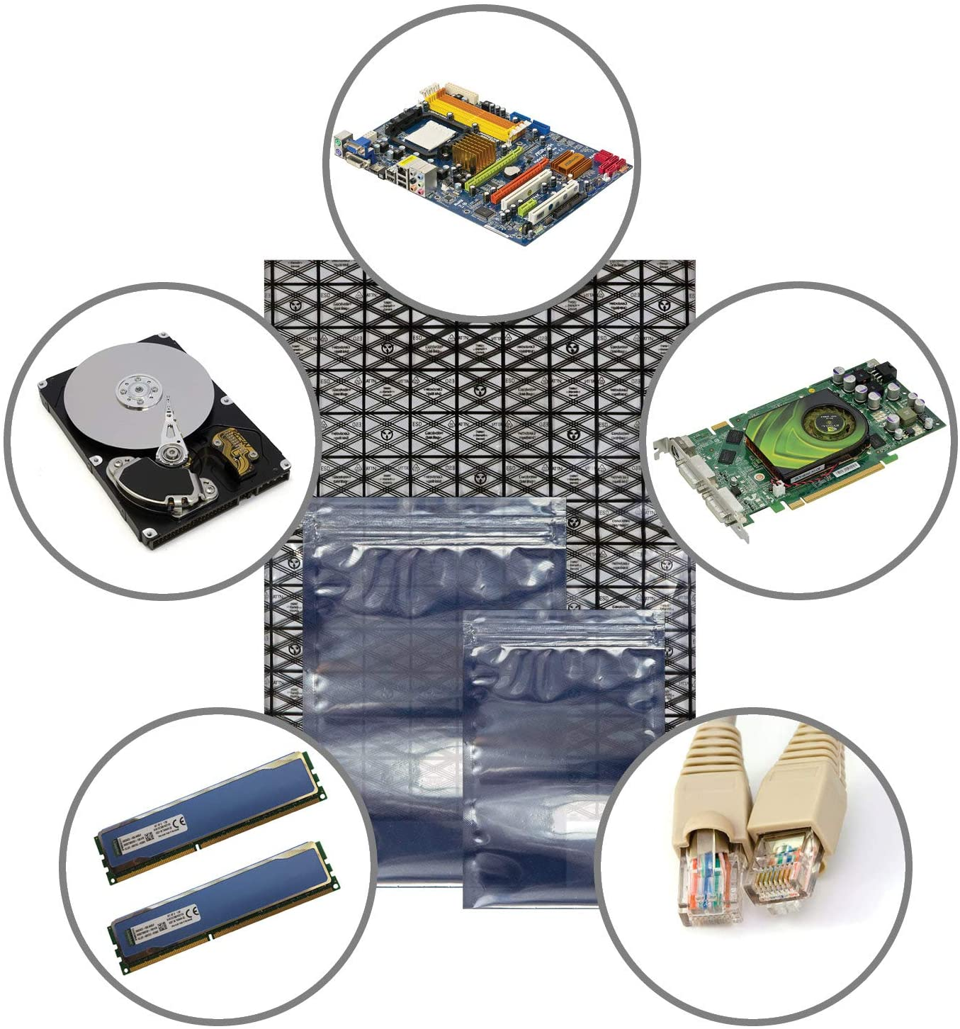 Bolsas de aluminio antiestáticas para protección de componentes electrónicos ESD Bag
