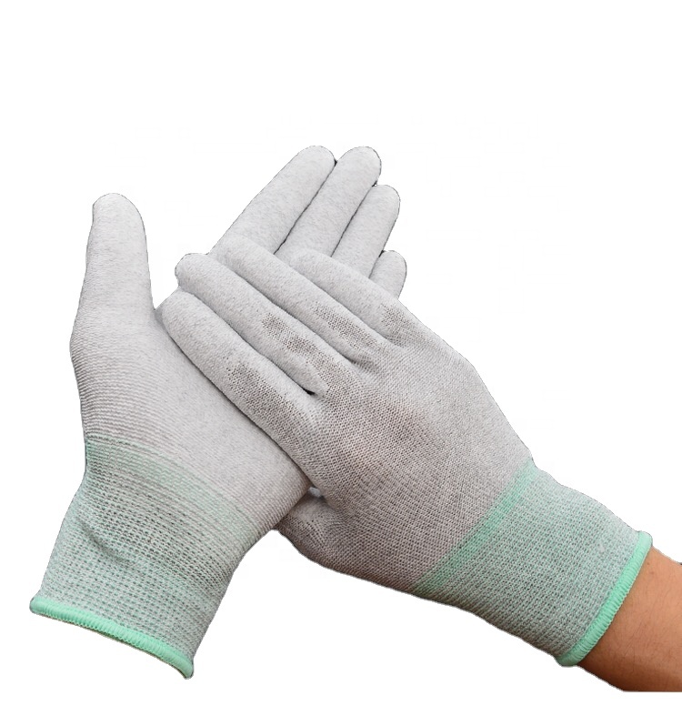 Guante con revestimiento superior de carbono LN-1588003F utilizado en guantes industriales antideslizantes para talleres